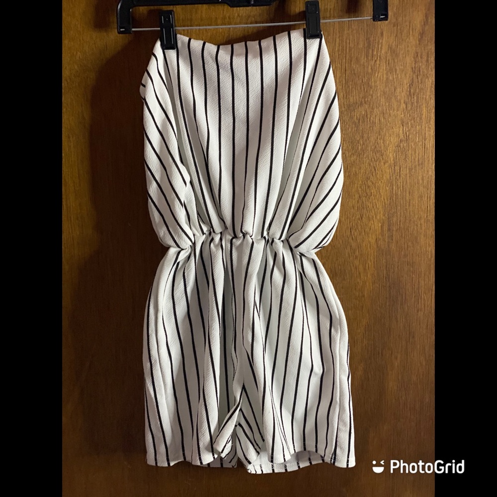 Strapless Striped Short Romper